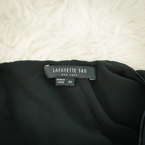 Lafayette Size 6 Black Layered Tiered V Neck 3/4 Sleeve 100% Silk Tunic Top - Picture 3 of 6